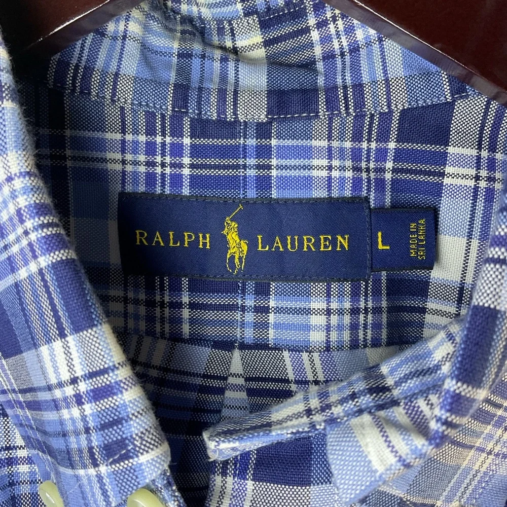 Ralph Lauren Shirt Mens Large Button Down Plaid Short Sleeve Pony Casual - Picture 2 of 6